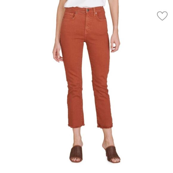 Veronica Beard Carly Raw Hem Kick-Flare Jean Rust 26 - Picture 2 of 11